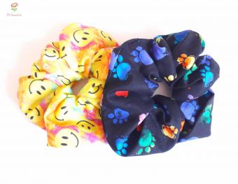 Large Scrunchies - Set of 2 - Smilies/Paw prints