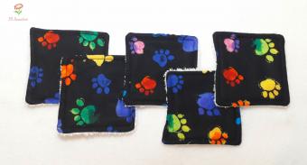 Washable/Reusable Cloth Makeup Squares - Paw Print