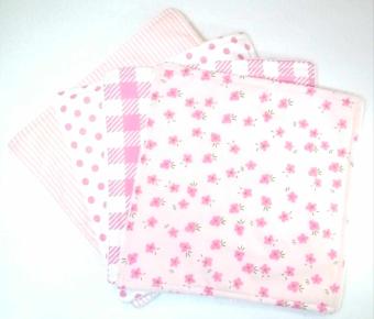 Washable/Reusable Kitchen Roll Cloths - Set of 4 - Pink