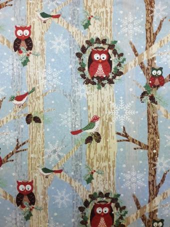 Christmas Owl on blue