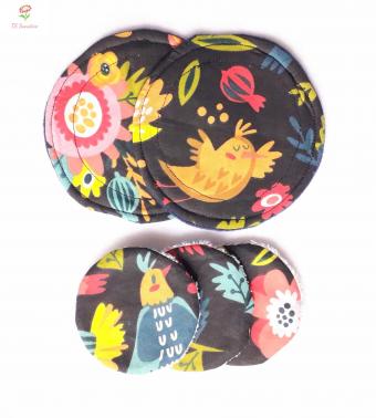 Cloth Nursing Pads and Make-up Round Set - Folk Birds 