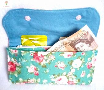 Phone/money/cards Holder/pouch/clutch/wallet/purse - Blue Flowers